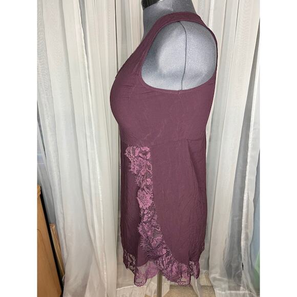 Soft Surroundings tank top lace sides hem purple - Picture 5 of 8